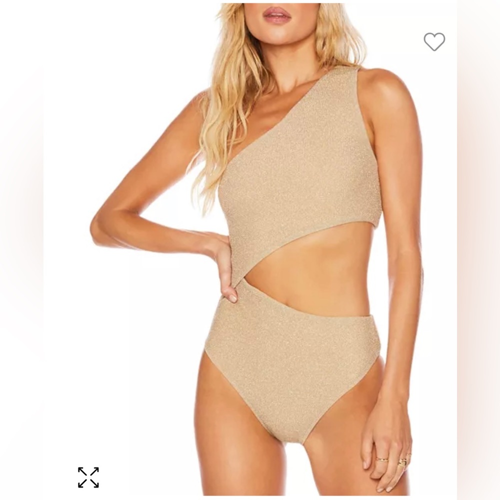 Celine Metallic One Shoulder Cutout One Piece Swimsuit